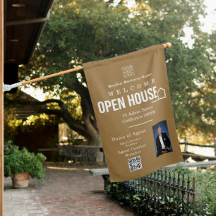 Estate Open House Logo Photo Brown Flag