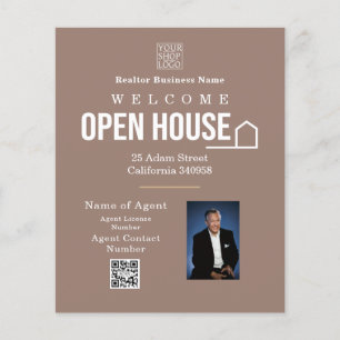 Estate Open House Logo Photo Light Brown Flyer
