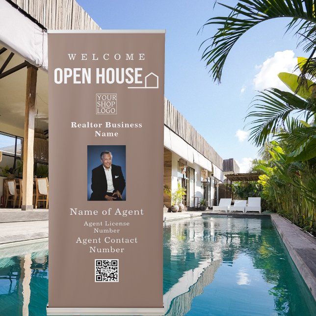 Estate Open House Logo Photo Light Brown Retractable Banner (Creator Uploaded)