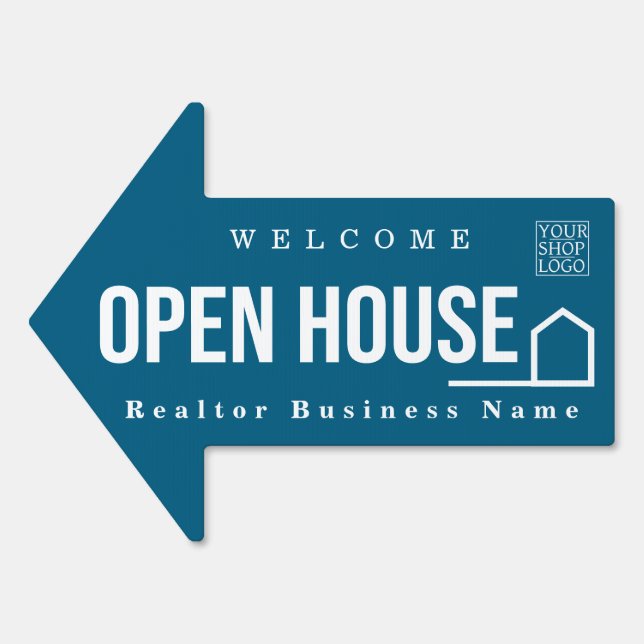 Estate Open House Modern Chic Blue Sign (Front)
