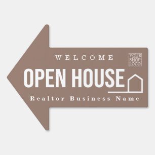 Estate Open House Modern Chic Light Brown Sign