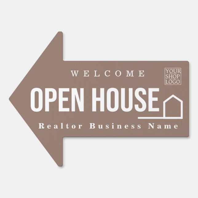 Estate Open House Modern Chic Light Brown Sign (Front)