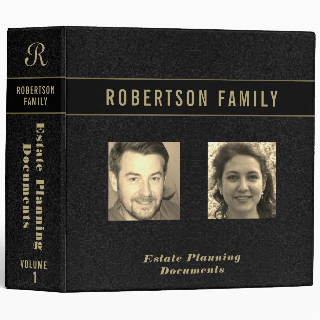 Estate Planning | Add Photo Leather Book Look 3 Ring Binder (Front/Spine)