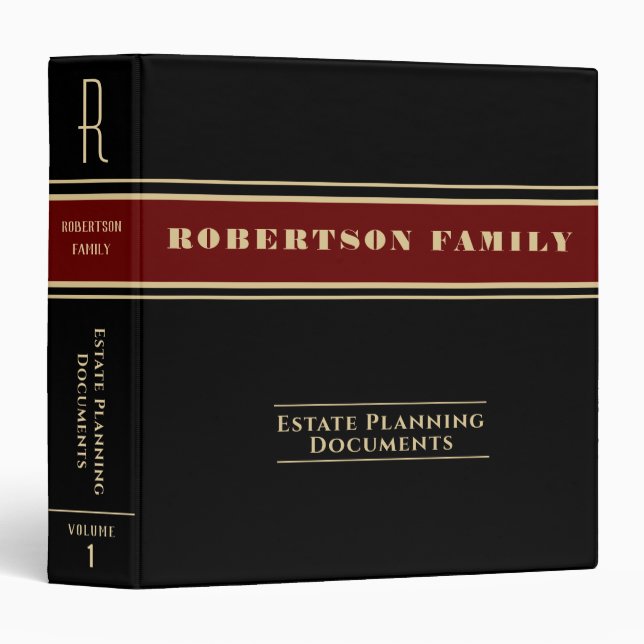 Estate Planning and Trust Documents 3 Ring Binder (Front/Spine)