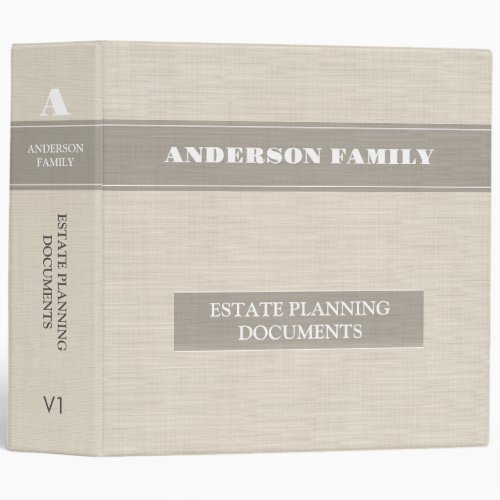 Estate Planning And Trust Documents Beige Linen 3 Ring Binder
