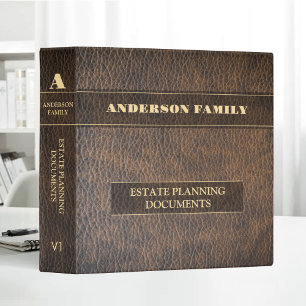 Estate Planning And Trust Documents Brown Leather 3 Ring Binder