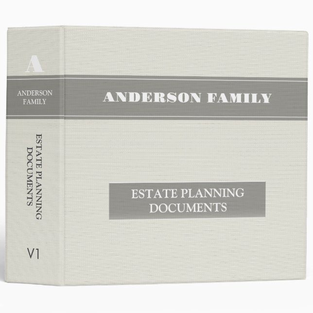 Estate Planning And Trust Documents Linen Fabric 3 Ring Binder (Front/Spine)