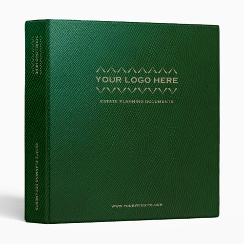 Estate Planning Binder Branded Green Leather Print