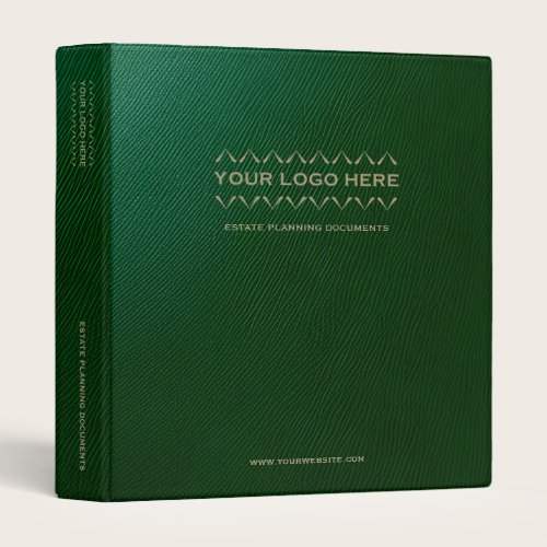 Estate Planning Binder Branded Green Leather Print