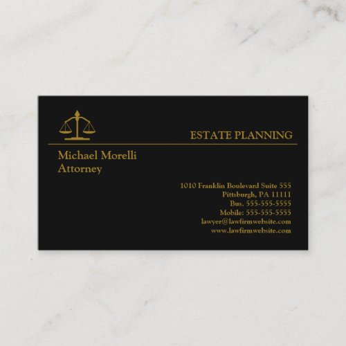 Estate Planning _ Black  Gold Business Card