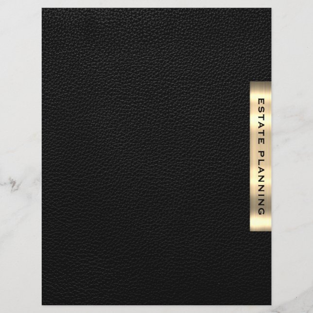 Estate Planning Black Gold Leather Print Divider (Front)