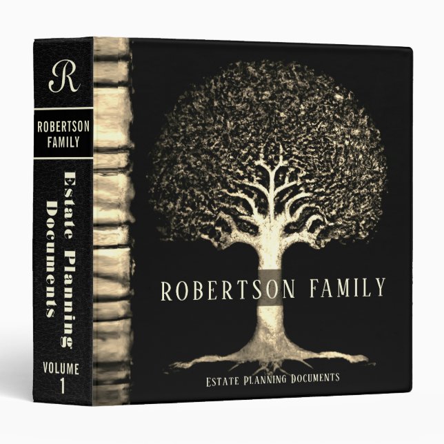 Estate Planning | Black Leather Book Look 3 Ring B 3 Ring Binder (Front/Spine)