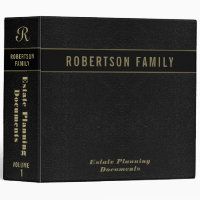 Estate Planning | Black Leather Book Look 3 Ring Binder