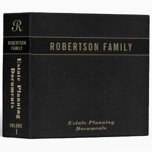 Estate Planning Black Leather Book Look 3 Ring Binder