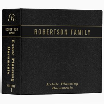 Estate Planning | Black Leather Book Look 3 Ring Binder by MemorialGiftShop at Zazzle