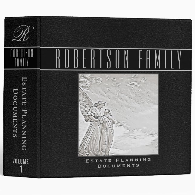 Estate Planning | Black Leather Book Look 3 Ring Binder (Front/Spine)