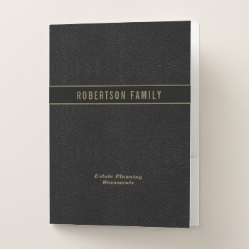 Estate Planning | Black Leather Book Look Pocket Folder by MemorialGiftShop at Zazzle