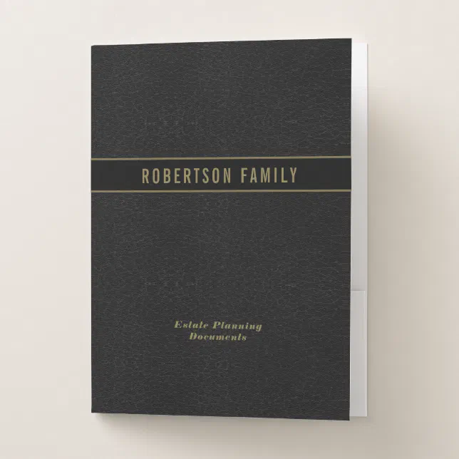 Estate Planning | Black Leather Book Look Pocket Folder | Zazzle