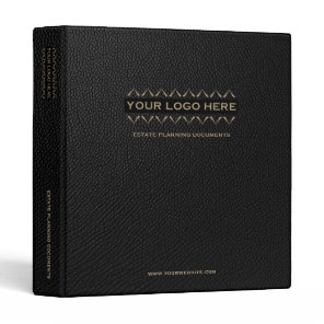 Estate Planning Black Leather Print Gold 3 Ring Binder