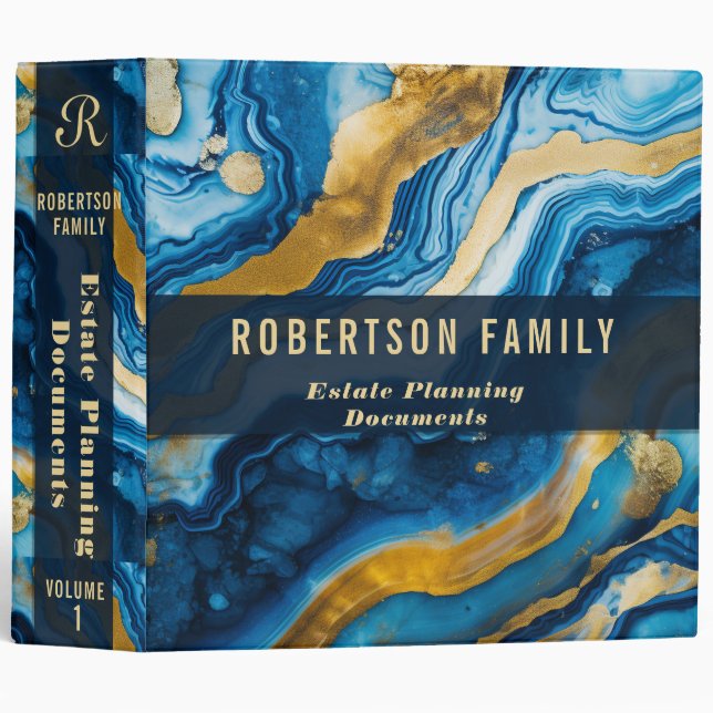 Estate Planning | Blue and Gold Marbled  3 Ring Binder (Front/Spine)