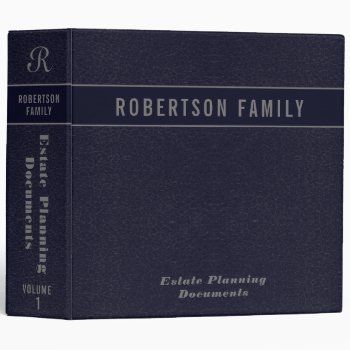 Estate Planning | Blue Leather Book Look 3 Ring Binder by MemorialGiftShop at Zazzle