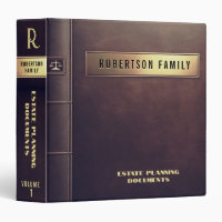 Estate Planning | Brown Leather Book Look 3 Ring Binder