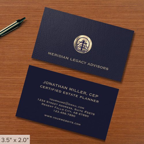 Estate Planning Business Cards Navy and Gold
