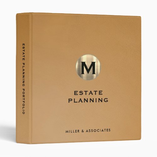 Estate Planning Camel Gold Initial Logo 3 Ring Binder