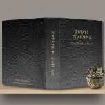 Estate Planning Company Client Name Black Leather  3 Ring Binder<br><div class="desc">Estate Planning Portfolio Binder with Custom Company Name and Contact Info, as well as Client Name, in a black embossed leather-look design. This binder is perfect for lawyers and estate planners who want to provide their clients with a high-quality, professional product for all of their estate planning, wills and trust...</div>