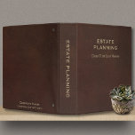 Estate Planning Company Client Name Brown Leather  3 Ring Binder<br><div class="desc">Estate Planning Portfolio Binder with Custom Company Name and Contact Info, as well as Client Name, in a brown embossed leather-look design. This binder is perfect for lawyers and estate planners who want to provide their clients with a high-quality, professional product for all of their estate planning, wills and trust...</div>