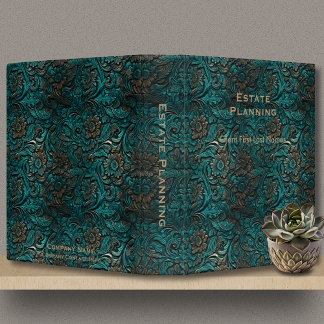 Estate Planning Company Client Name Teal Leather 3 Ring Binder