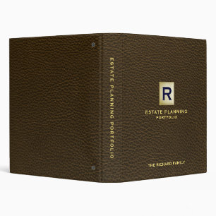 Estate Planning Documents Dark Brown Gold Theme 3 Ring Binder