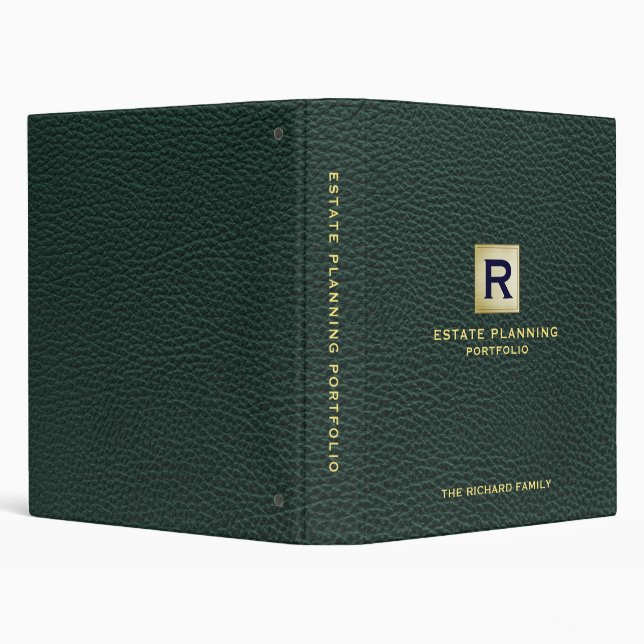 Estate Planning Documents Dark Green Gold Theme 3 Ring Binder (Background)