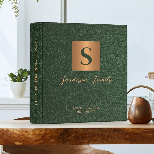Estate planning documents dark green leather gold  3 ring binder (Creator Uploaded)