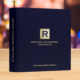 Estate Planning Documents Navy Blue Gold Theme 3 Ring Binder
