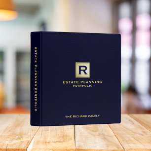 Estate Planning Documents Navy Blue Gold Theme 3 Ring Binder
