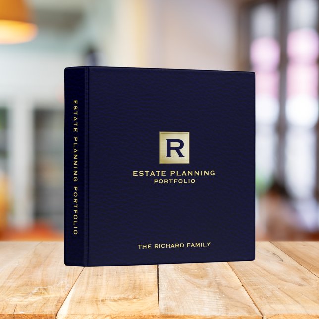 Estate Planning Documents Navy Blue Gold Theme 3 Ring Binder (Creator Uploaded)
