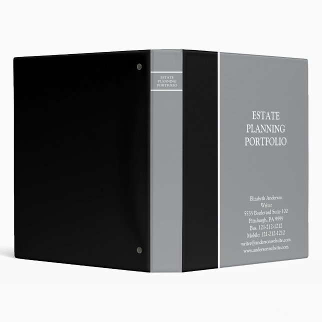 Estate Planning Faux Black Leather 3 Ring Binder (Background)