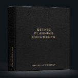 Estate Planning Faux Black Leather Binder<br><div class="desc">Estate Planning Documents binder with professional faux black leather look background and fully customizable text. Use for your personal estate planning or for clients if you are a financial advisor or estate planner. Keep your trust,  will,  power of attorney,  instructions,  and other documents organized and safe.</div>