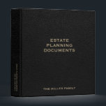 Estate Planning Faux Black Leather Binder<br><div class="desc">Estate Planning Documents binder with professional faux black leather look background and fully customizable text. Use for your personal estate planning or for clients if you are a financial advisor or estate planner. Keep your trust,  will,  power of attorney,  instructions,  and other documents organized and safe.</div>