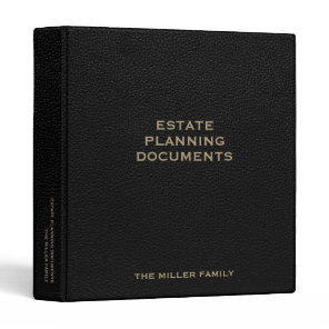 Estate Planning Faux Black Leather Binder