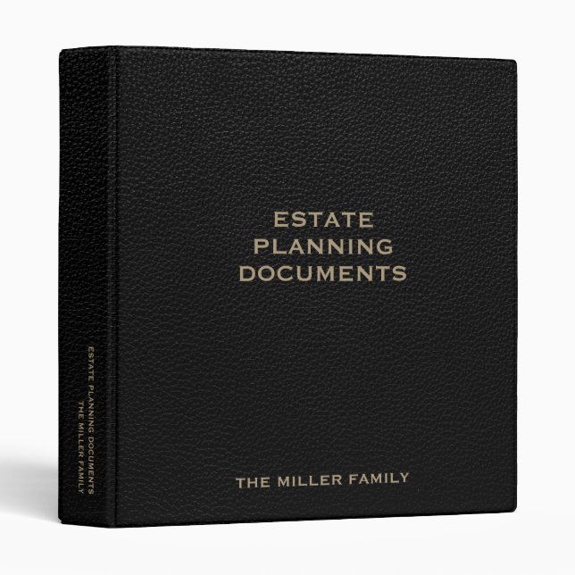 Estate Planning Faux Black Leather Binder (Front/Spine)