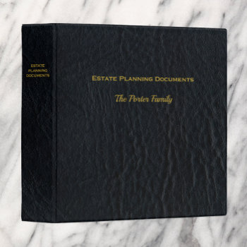 Estate Planning Faux Black Leather Binder by Sideview at Zazzle