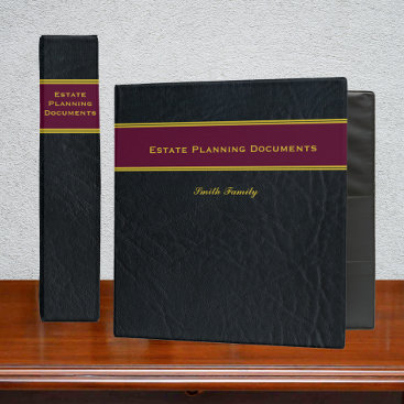 Estate Planning Faux Black Leather binder