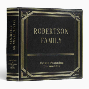 Estate Planning Faux Leather Gold Black 3 Ring Binder