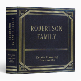 Estate Planning | Faux Leather Gold Blue 3 Ring Binder