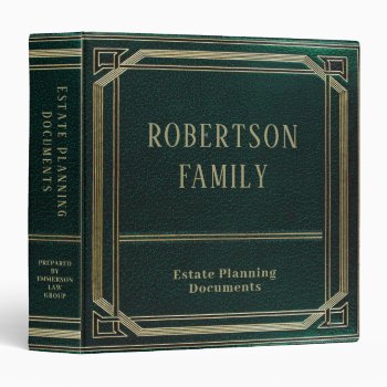 Estate Planning | Faux Leather Gold Green 3 Ring Binder by MemorialGiftShop at Zazzle