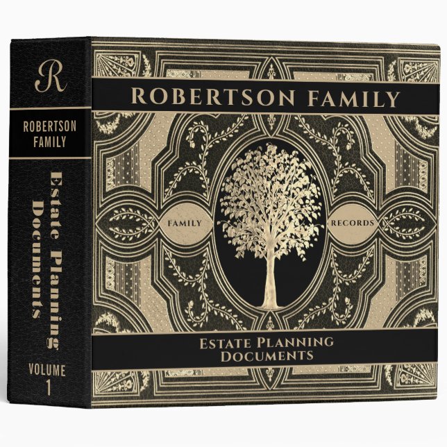 Estate Planning | Gold Tree of Life 3 Ring Binder (Front/Spine)