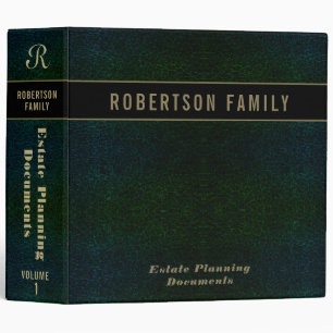 Estate Planning Green Leather Look 3 Ring Binder