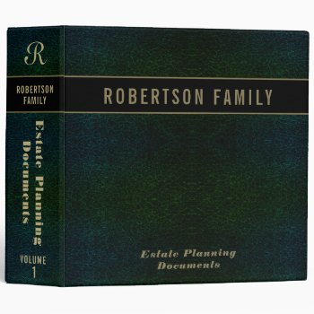 Estate Planning | Green Leather Look 3 Ring Binder by MemorialGiftShop at Zazzle